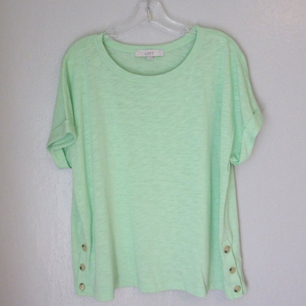 LOFT Mint Green XL Pullover Short Sleeves Cotton Blend Top